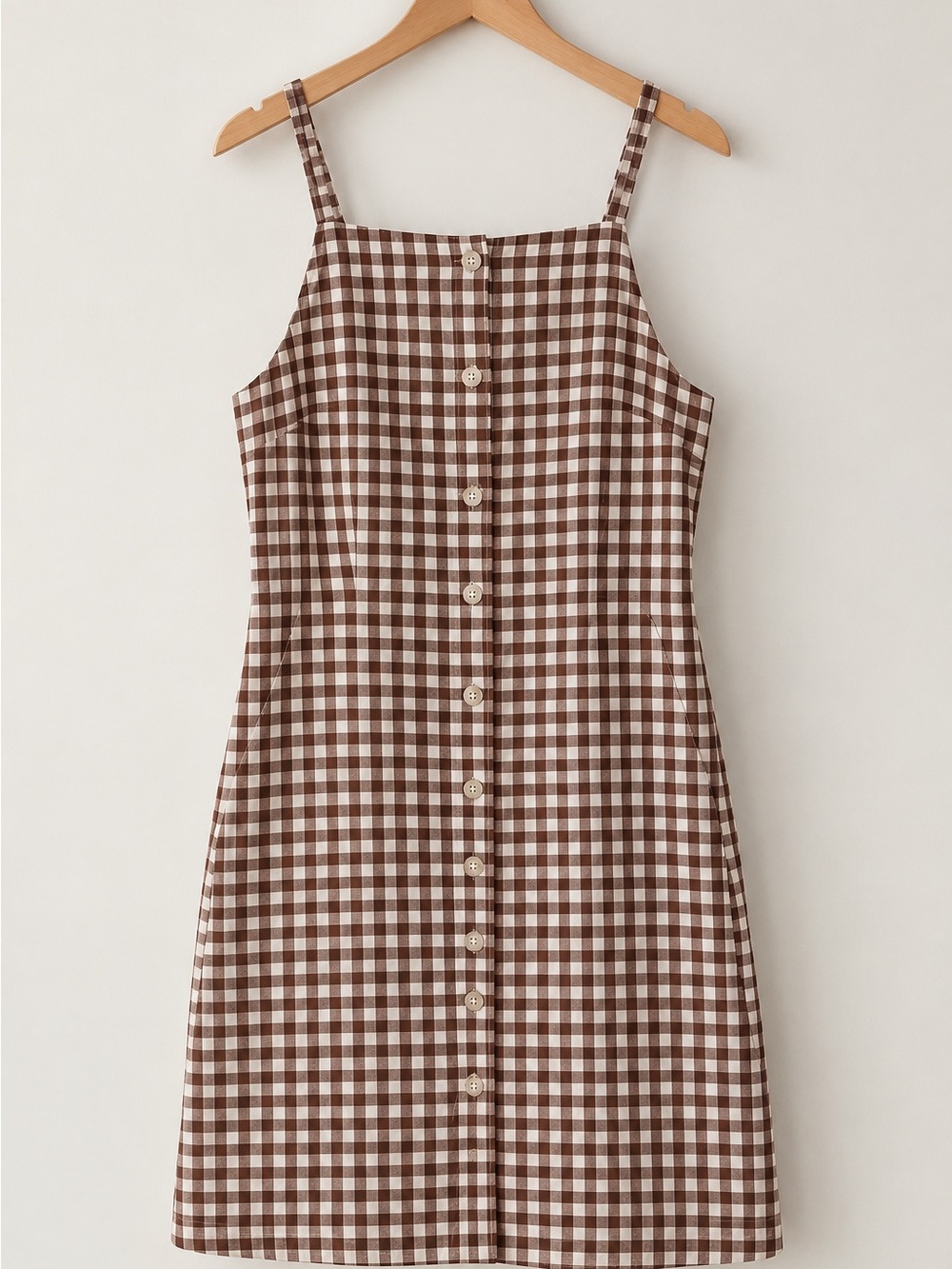 Sadie & Sage Brown & White Gingham Button-Front Mini Dress